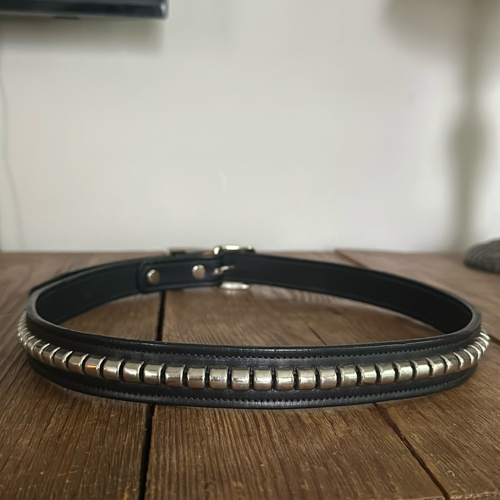 Tory Black Bridle Leather Studded Belt